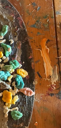 a tray of paints on a table