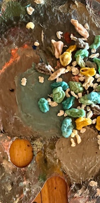 a paint palette with a variety of colors on it